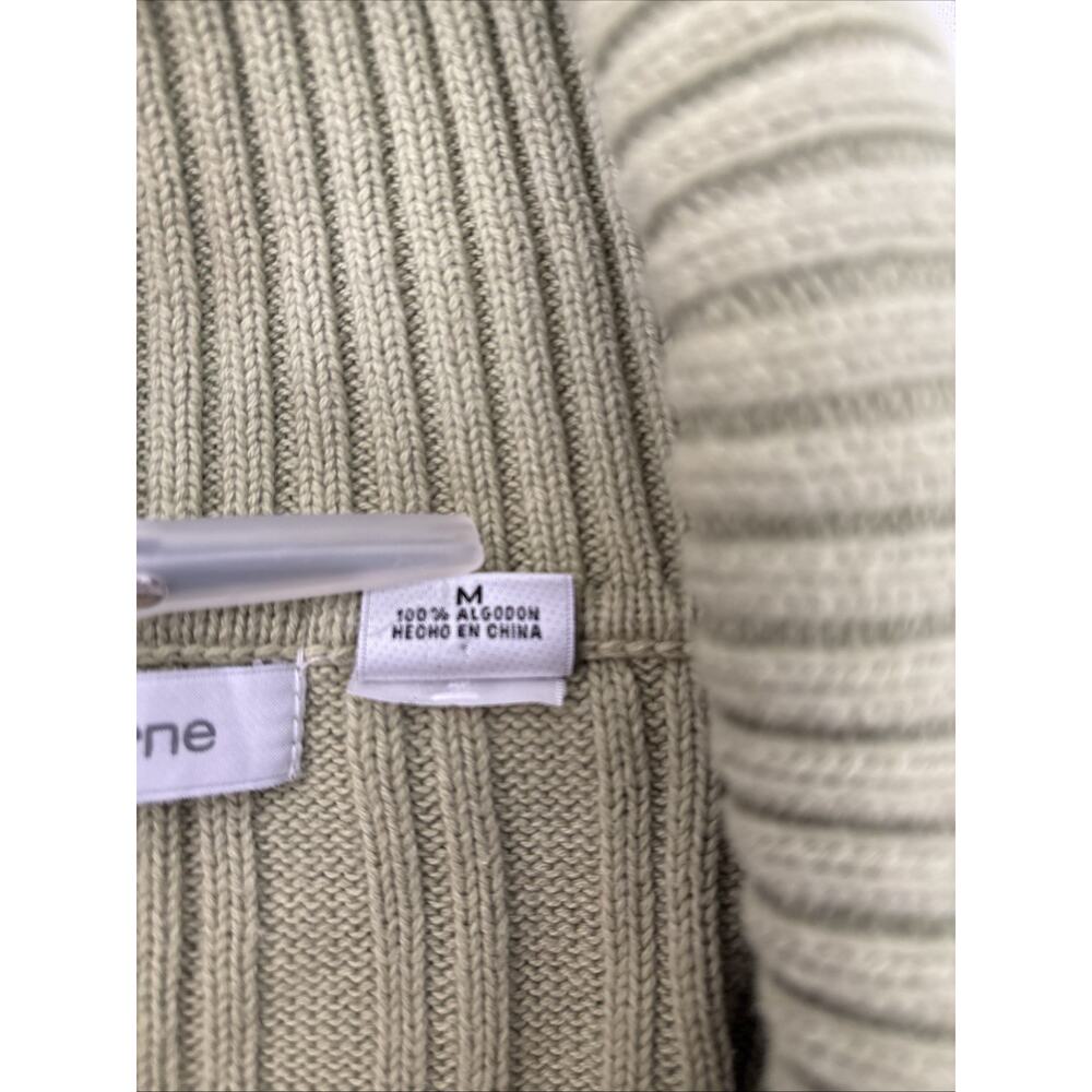 Liz Claiborne Cable Knit 100% Cotton Sweater Sage M Butter Mom Shawl Collar - Picture 7 of 12
